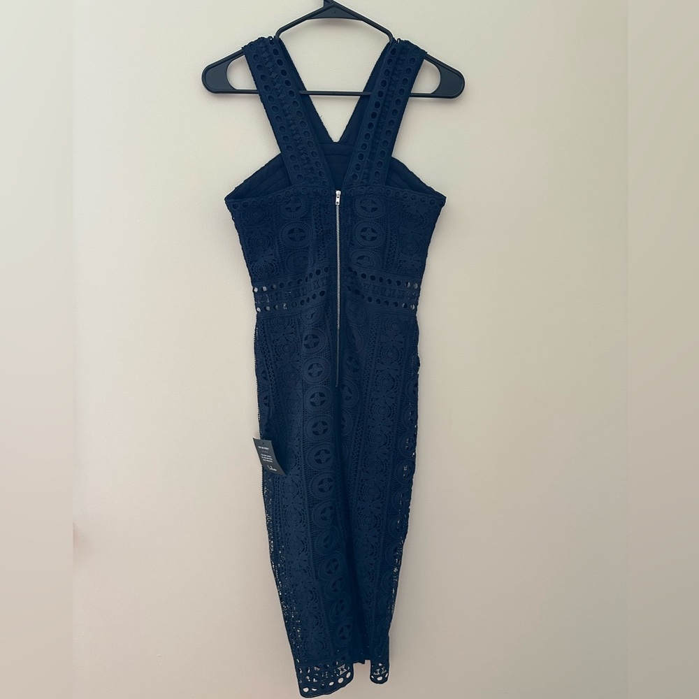 NWT Lulus Cocktail Ready Navy Blue Crochet Lace Midi Dress - Size XS - Picture 11 of 12